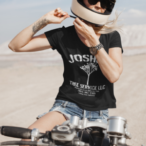 joshua-tree-service-t-shirt-a-woman-on-a-motorcycle-in-the-desert-the-secret-tours-joshua-tree-national-park-adventure-camping-climbing-hiking-black